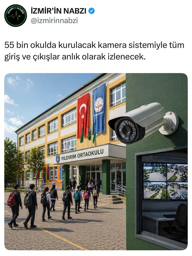 55 bin okulda kurulacak kamera sistemiyle tüm giriş ve çıkışlar anlık olarak izlenecek.
