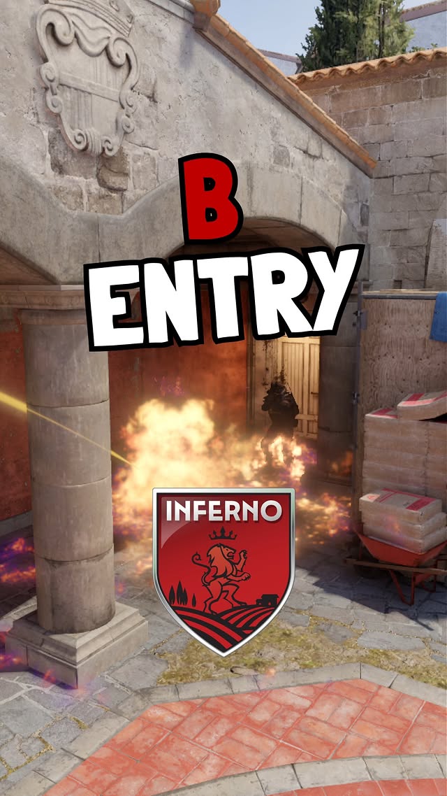 🔥😮 FULL UTILITY COMBO FROM TOP OF THE WALL FOR B SITE on INFERNO #cs2 #counterstrike2 #inferno #bagu…
