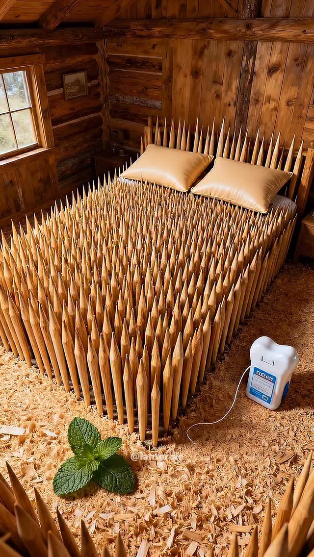 [ASMR] Most Painful Looking Beds Ever! 😱🛏️ Would you dare to jump on these? 👇 🪵 1. Wooden Toothpicks…