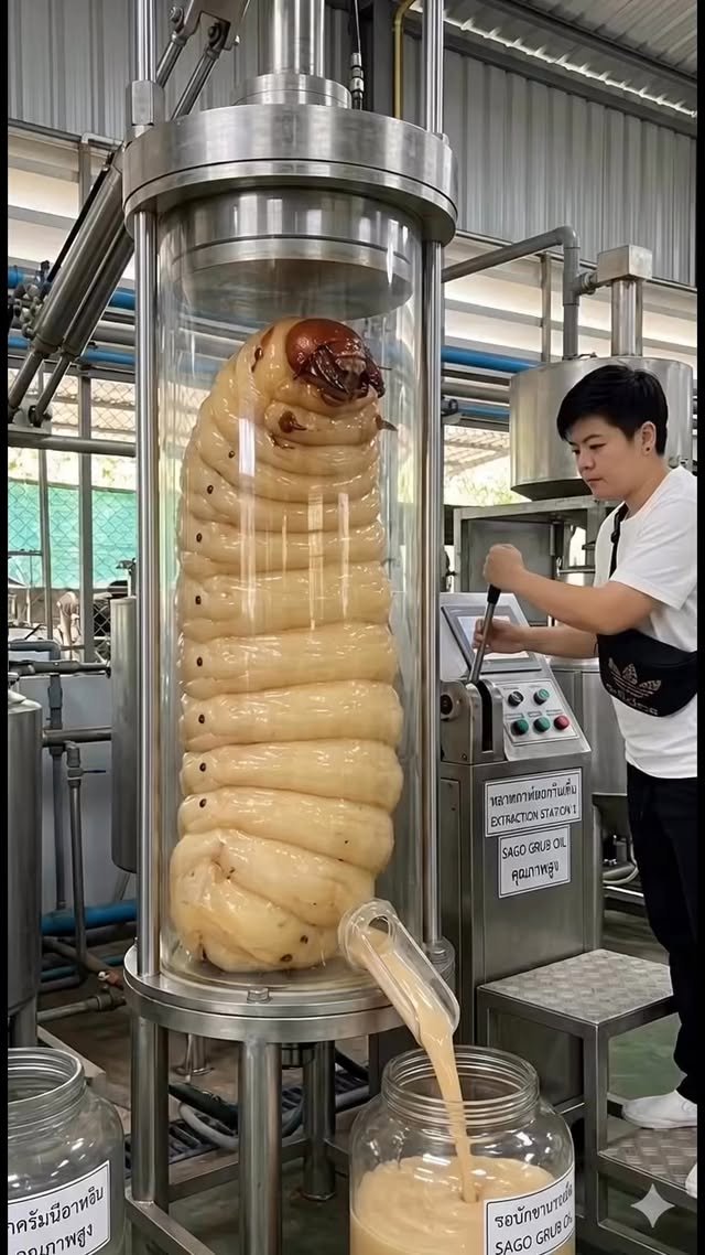 ได้เครื่องทำครีมชีสหนอนด้วงมาใหม่ Got a new beetle worm cream cheese machine.