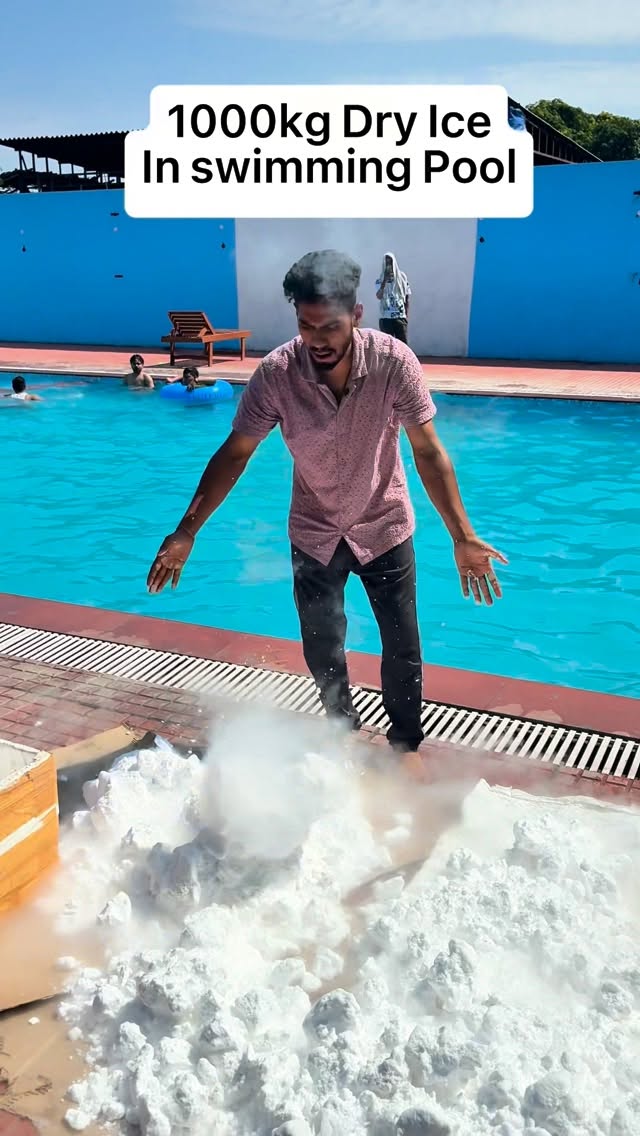 1000 Kg Dry Ice in Swimming Pool 😳 #reels #miraclesagain #experiment #viral #trending Disclaimer: Th…