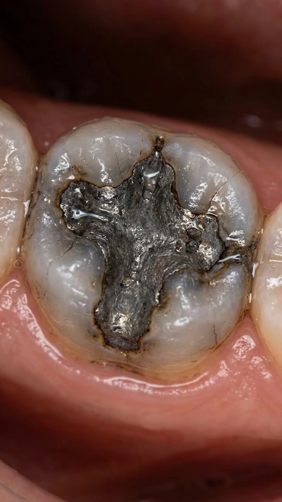 This Old Black Filling Was Replaced With a Natural White One – Watch the Transformation! 🦷