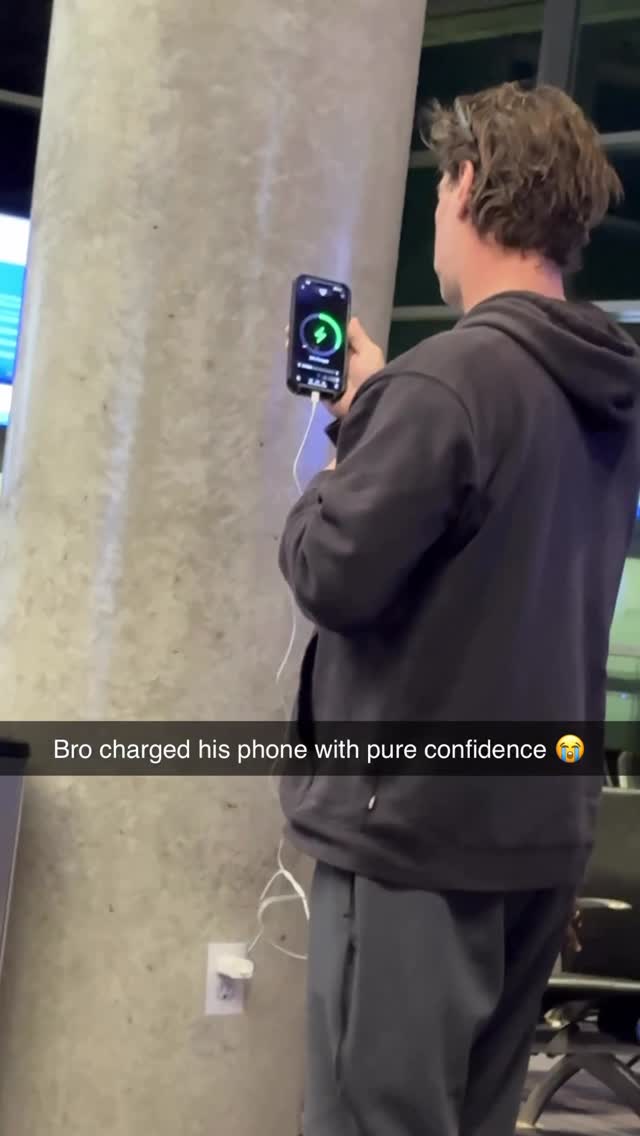 Bro charged his phone with pure confidence 😭 #bruh #fail #comedy #airport #reels