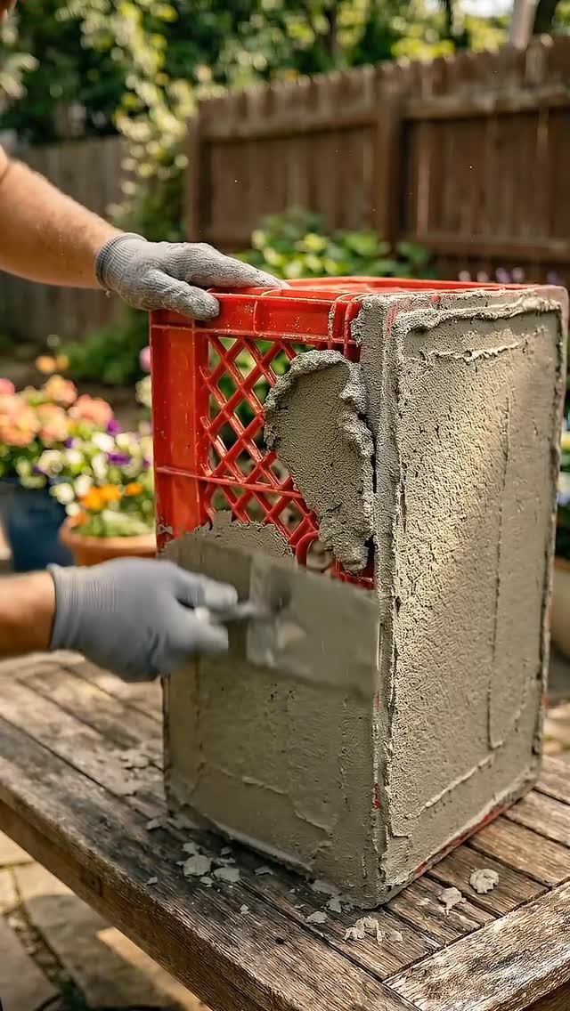 Turning plastic crates into Expensive looking garden decor! #DIYProject #Crateplanter #Upcycling . .…
