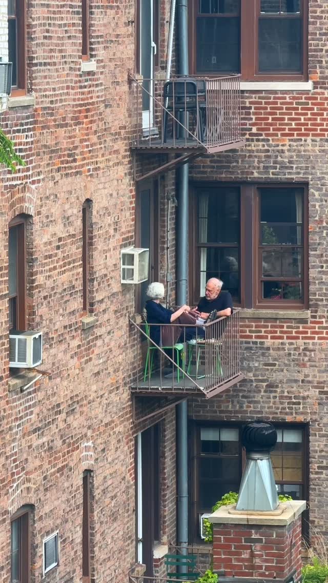 Every year when the weather warms up, a sweet older couple across from my apartment has little dates…