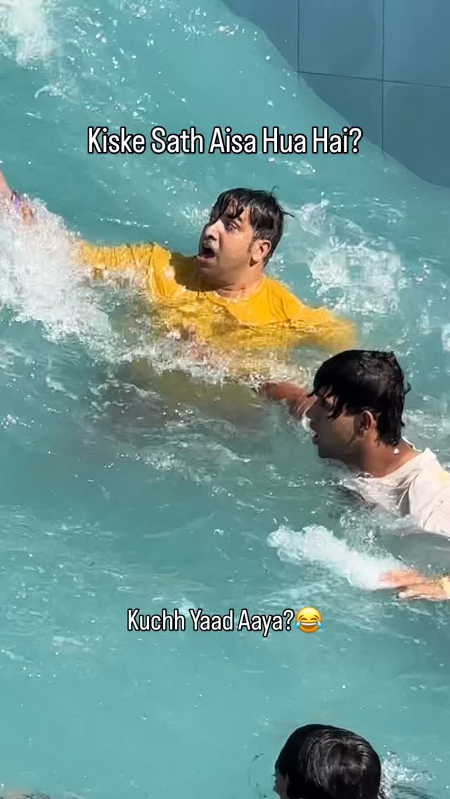Sach sach batao… water park me kaun dubte dubte bacha hai? 😂💦 Use tag karo jisne bachaya 😂 #Waterpar…