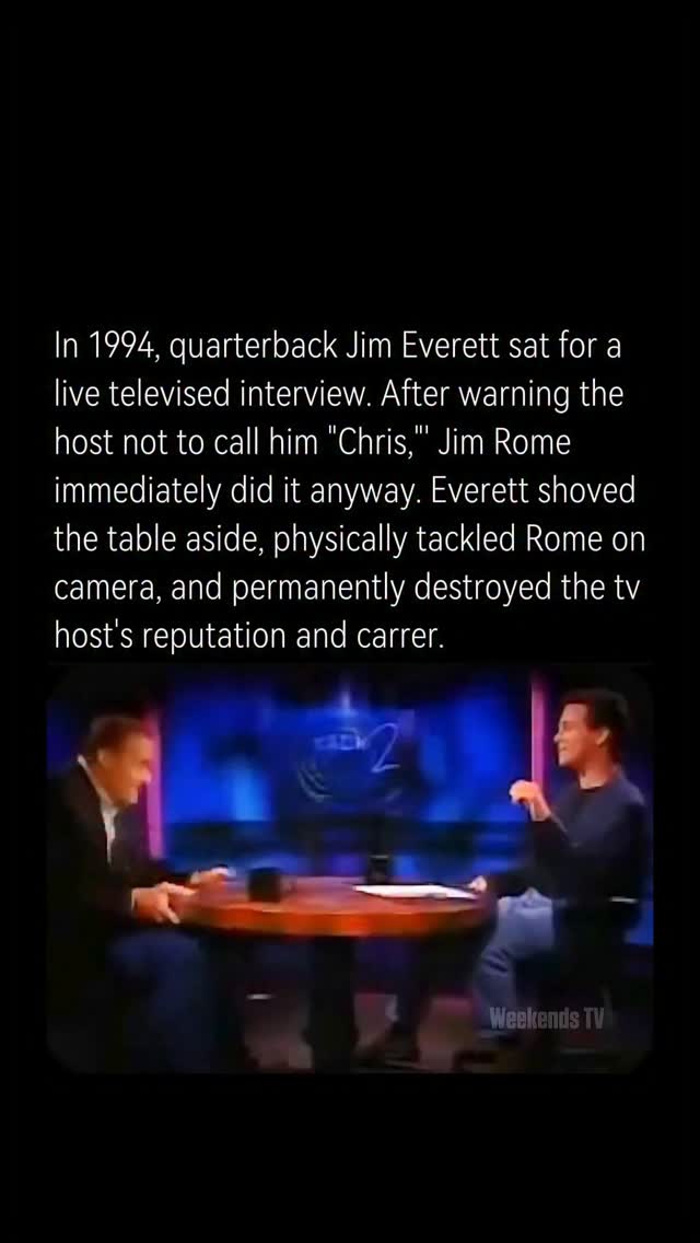 In 1994, NFL quarterback Jim Everett appeared on a live sports talk show hosted by Jim Rome. Tension…
